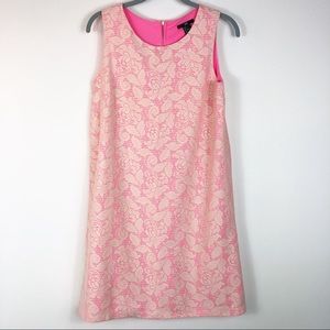 H&M Pink White S Floral Lace Lined Midi Dress
